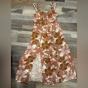 Japna Pink and Brown Smocked Dress